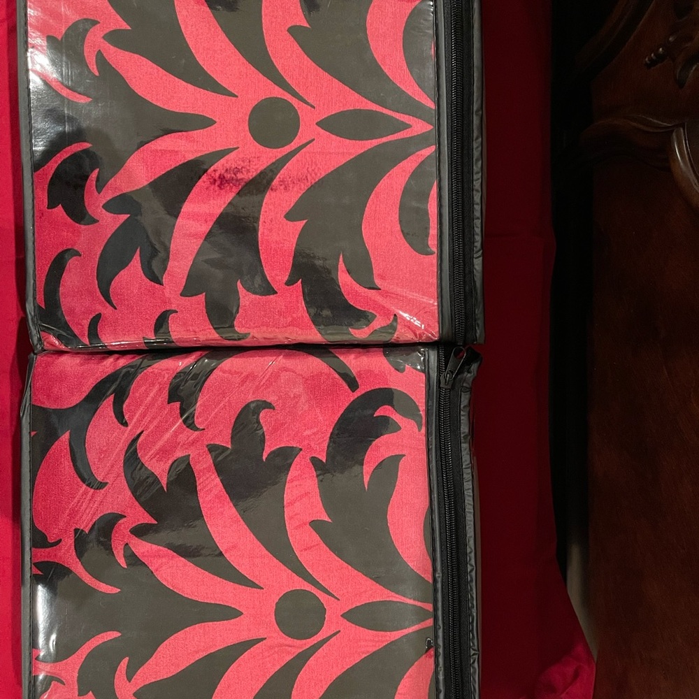 Beautiful Red and black window treatments